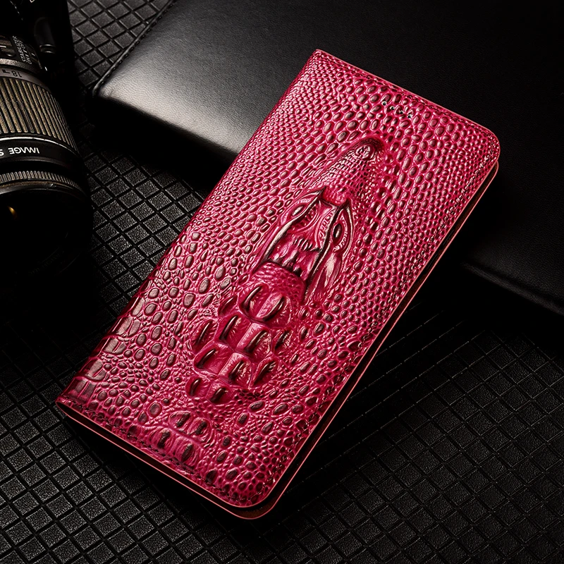 

Crocodile Head Flip Book Cover For Huawei P40 P30 P20 P10 Pro Plus Lite E Genuine Leather Phone Case