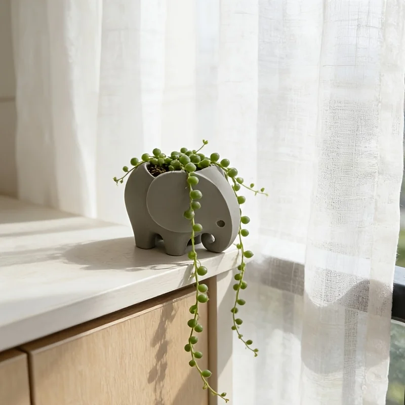 3pcs Mini Elephant Succulent Planters with Drainage Holes - 3D Printed Small Cactus Pots Suitable for Indoor/Outdoor Use