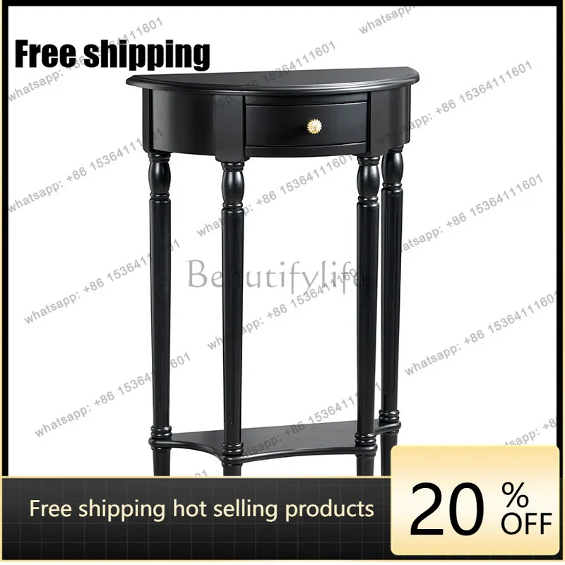 Factory Direct Sales Super Narrow American Solid Wood Semicircular Entrance Table Partition European Decorative Table