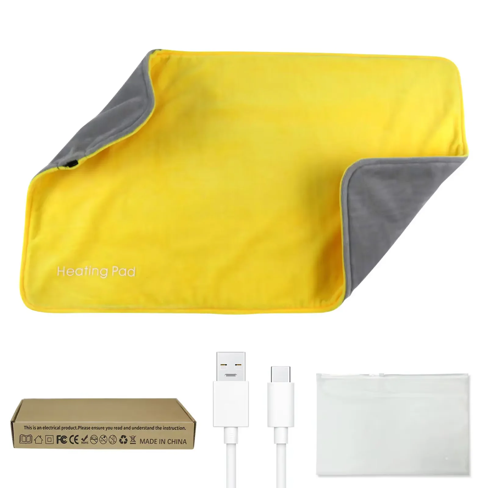 USB 5V Electric Heating Pad For Cramps & Back Pain Relief Heat Pad With 59 INCH Cable Mini Heated Blanket 19.6*11.8 INCH Blue