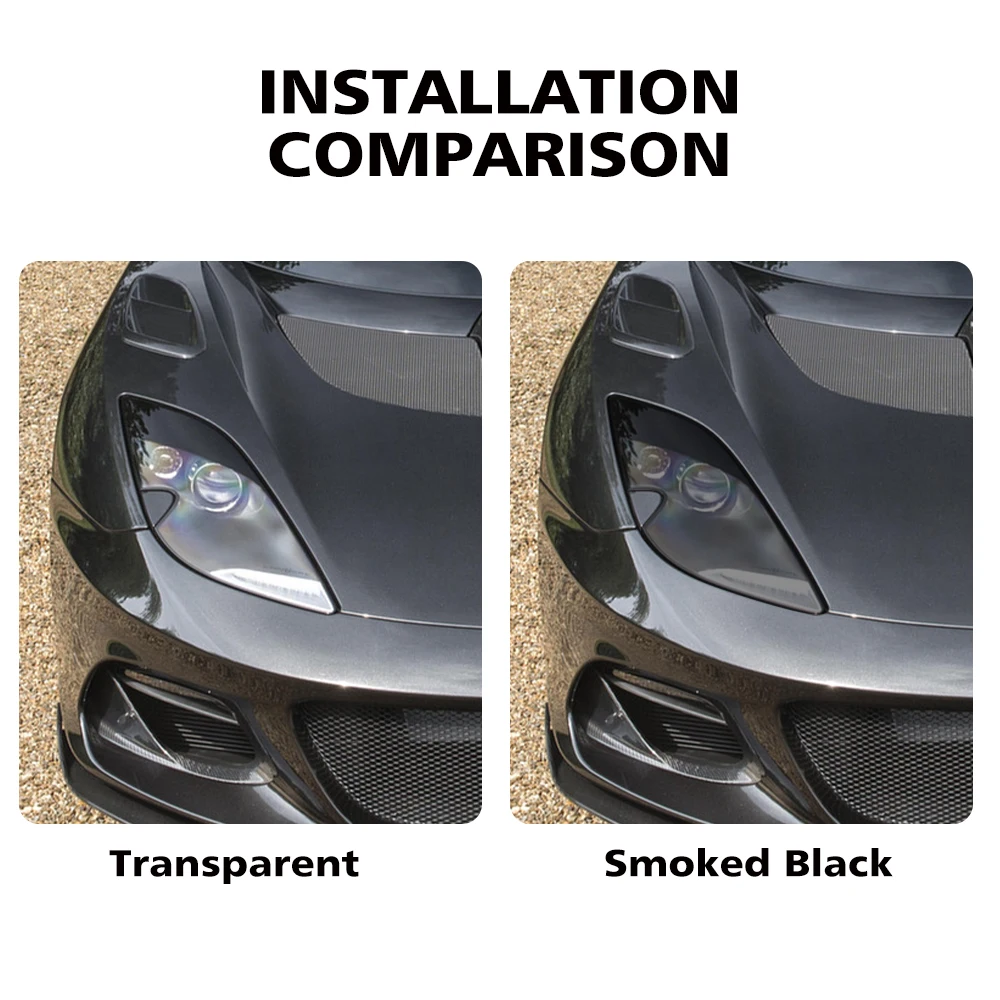 Película Protectora de Faros Delanteros Pre-Cortada de Alto Brillo en Negro Ahumado para Lotus Evora 2015-2021, TPU PPF Anti-Rayones, Kit de Vinilo para Automóvil