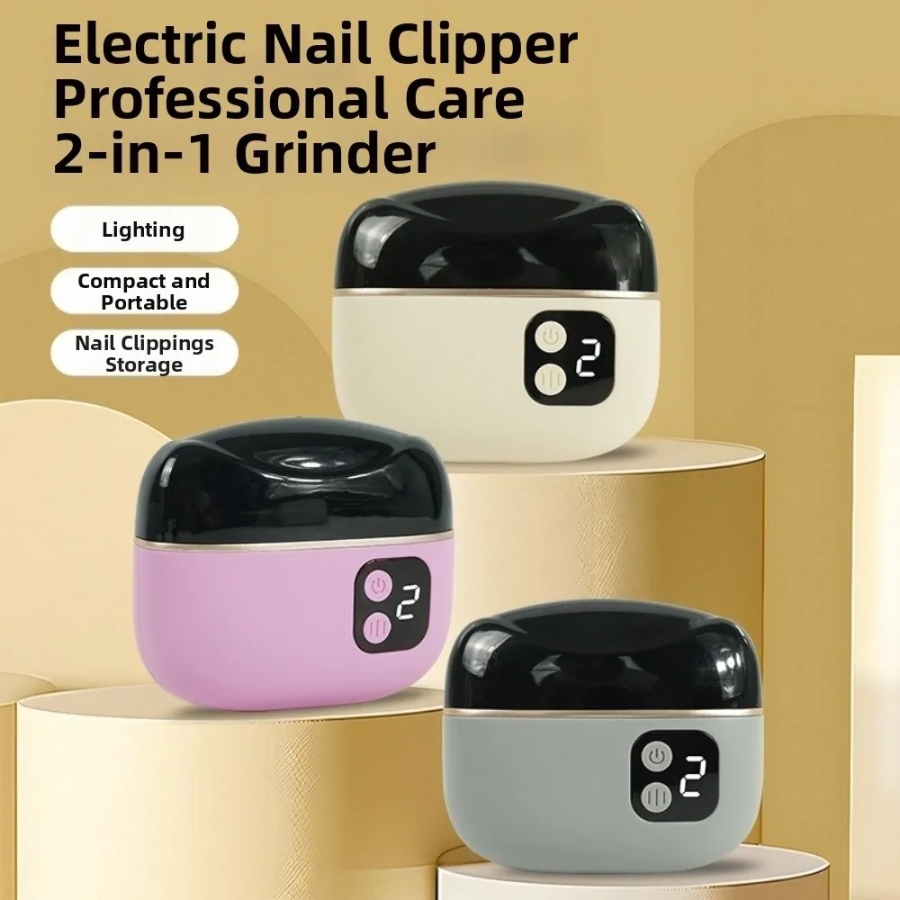 With LED Electric Nail Clipper Digital Display Safe Design Automatic Nail Trimmer Rechargeable Low Noise Nail Polisher