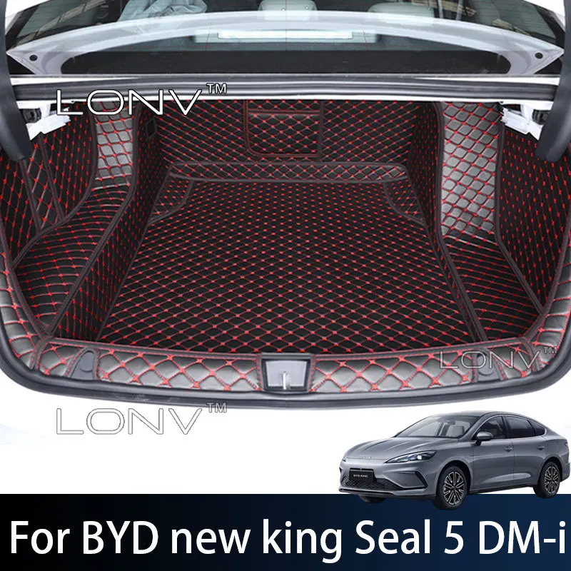 Car Trunk Mat For BYD New King 2027 2026 Seal 5 DM‑i Custom Fit Car Interior Car Boot Mat Premium Leather Waterproof Accessories