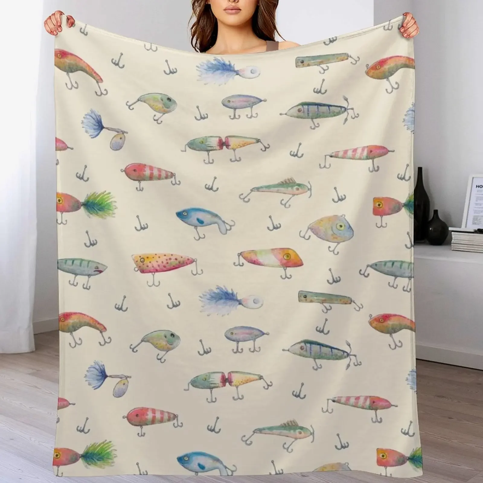 

Fishing Lures Throw Blanket Travel christmas gifts Soft Plush Plaid Decorative Beds Blankets