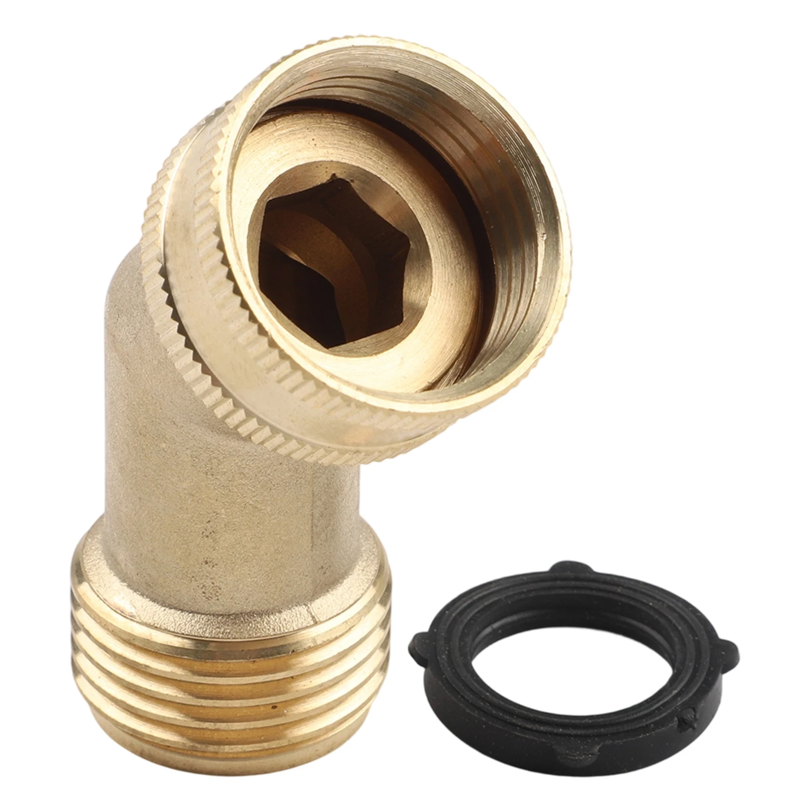 Reliable Brass 45 Degree Elbow Connector for Garden Hoses 3/4 Inch GHT Thread Perfect for Outdoor Applications