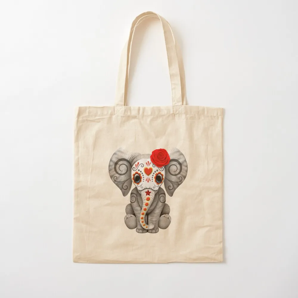 Red Day of the Dead Sugar Skull Baby Elephant Tote Bag Woman shopper bag Lady bag Candy bags tote women