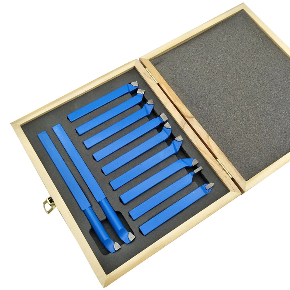 11 pz/set Set di frese per utensili con punta in metallo duro Set di frese per tornio in metallo blu per tornio CNC utensile per tornitura punta per alesatura