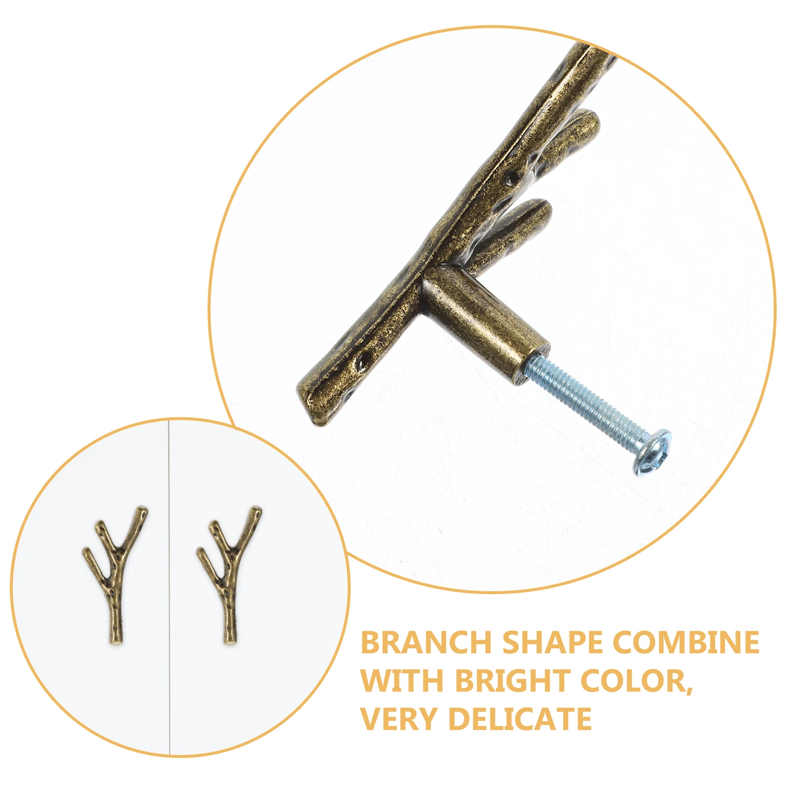 

4 Pcs Branch Shape Zinc Alloy Cabinet Door Knobs Retro Single Hole Drawer H Furniture Hardware Cupboard Dresser