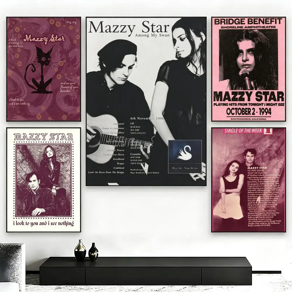 band Mazzy Star Poster Poster Nordic HD Self-Adhesive Wall Sticker Home Café Bedroom Living Room Art Decor Gift