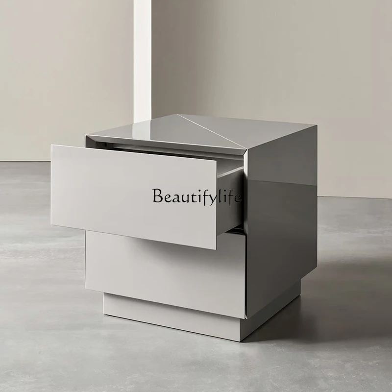 

03 Italian minimalist piano paint bedside table bedroom combination locker