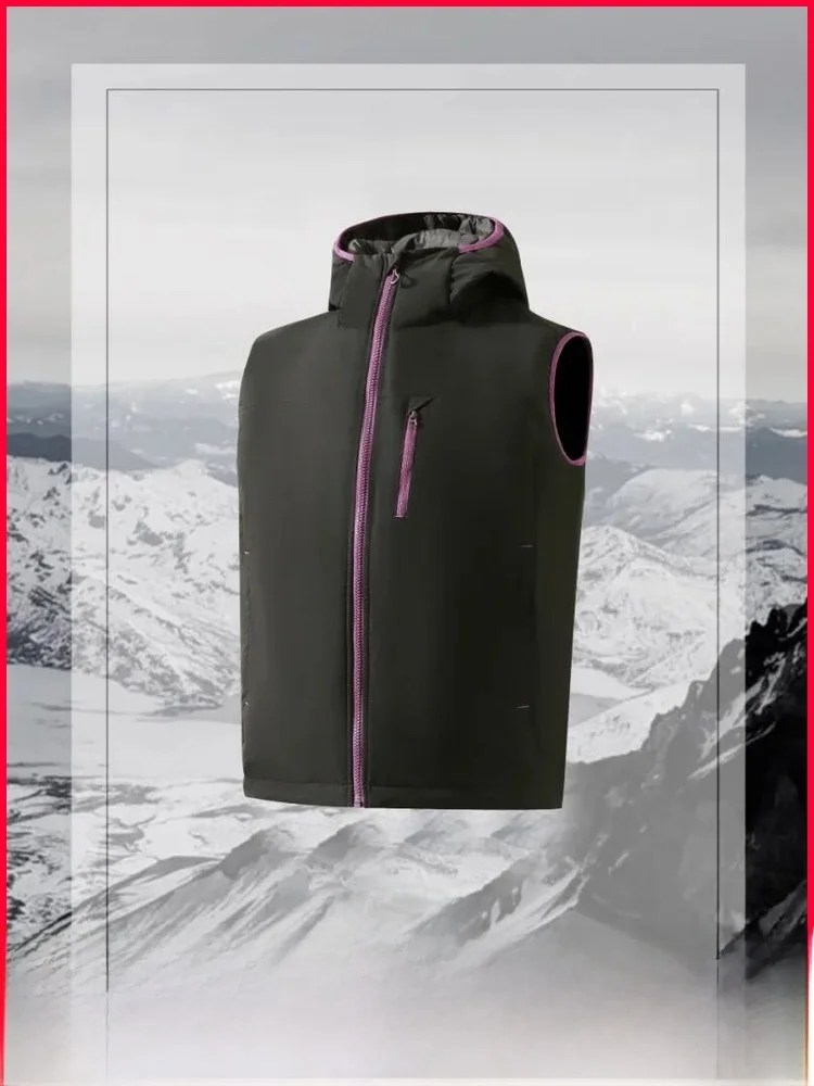 

Уличный жилет с капюшоном и воротником-стойкой, мужской зимний новый цветной дизайн, универсальный молодежный модный жилет из полиэфирного волокна, украшение на молнии