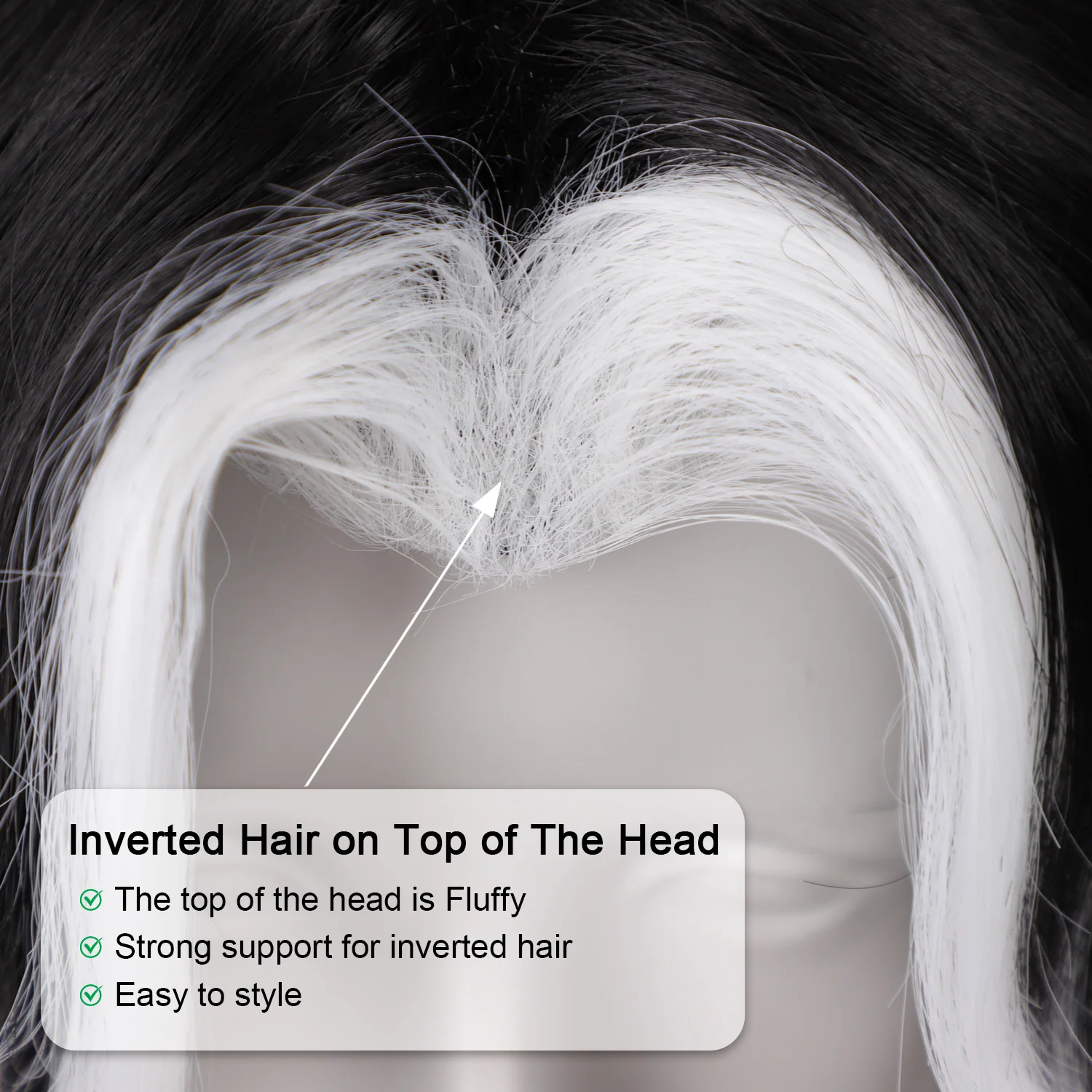 Cosplay Wig Hazbin Hotel Anime Wig Husk Black -white Synthetic Wig Role Play Male Widow's Peak Wig with Wigcap for Halloween image 2