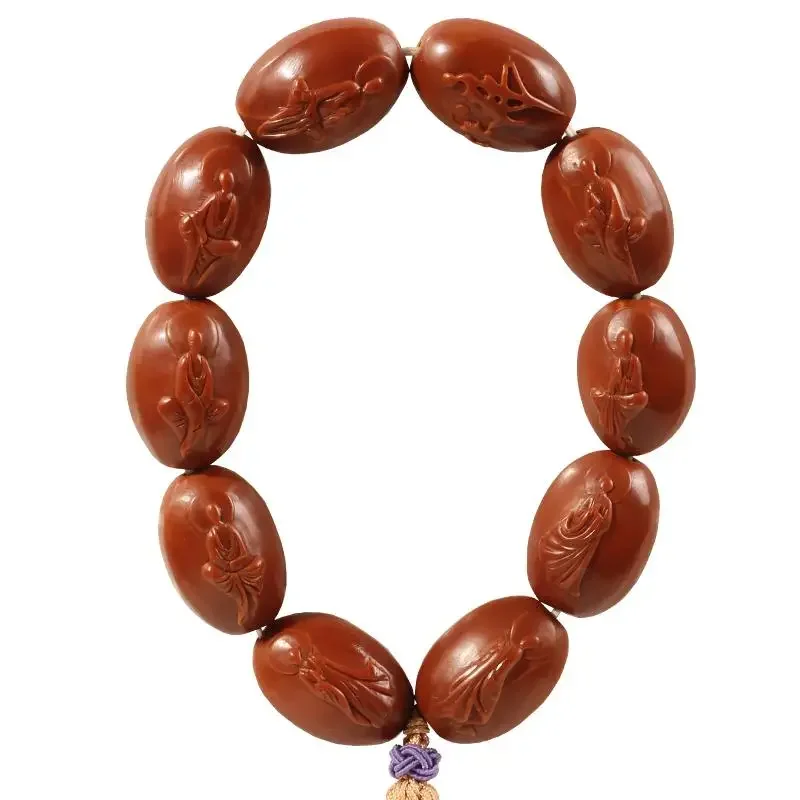 

Purely hand-carved Merlin old oil core, faceless Buddha olive core carving bracelet.