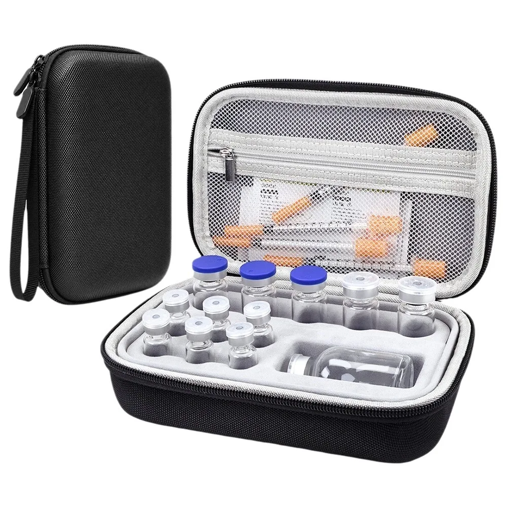Shockproof Insulin Vial Storage Case Groove Fixation Waterproof Pill Storage Box Drop-proof Polyester Insulin Cooling Bag