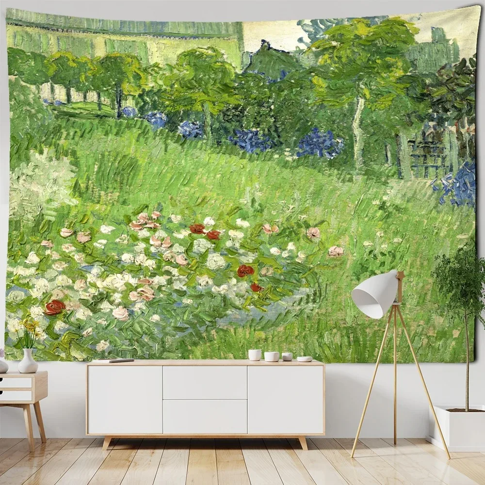 Pastoral Scenery Van Gogh Pattern Tapestry Bohemian Simple Room Background Cloth Home Decoration Wall Tapestry