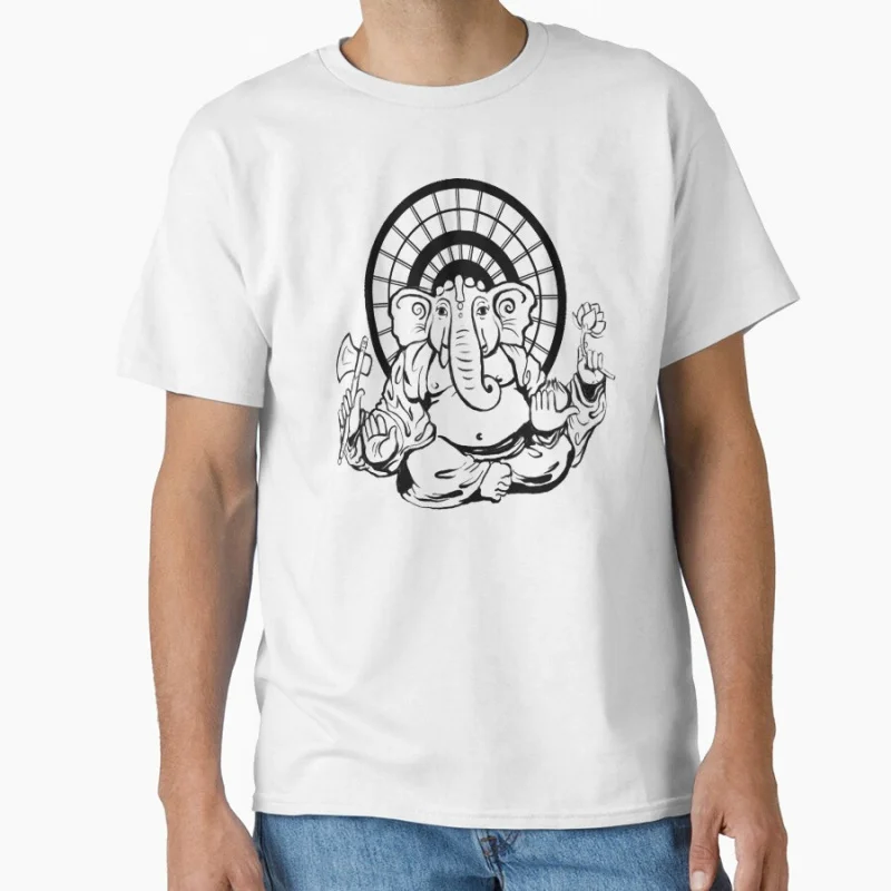 

Lord Ganesha Graphic tee Yoga Mandala Ganpati Hindu elephant god Gift t shirt for man Large size Tops S-6XL 100% cotton Clothes