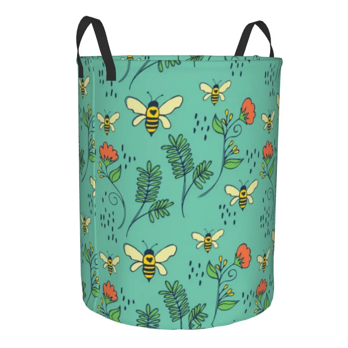 Bees And Flowers Laundry Basket Foldable Large Capacity Clothing Storage Bin Honey Bee Baby Hamper