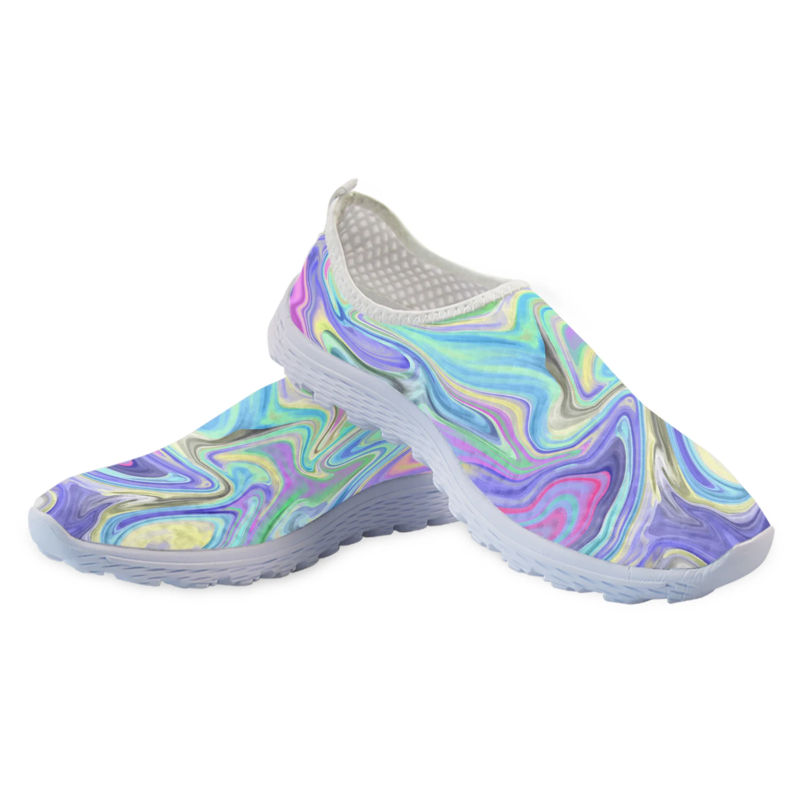 INSTANTARTS Rainbow Psychedelic Print Lightweight Breathable Shoes Women Loafers Slip On Casual Shoes Flats Shoes Zapatos Mujer