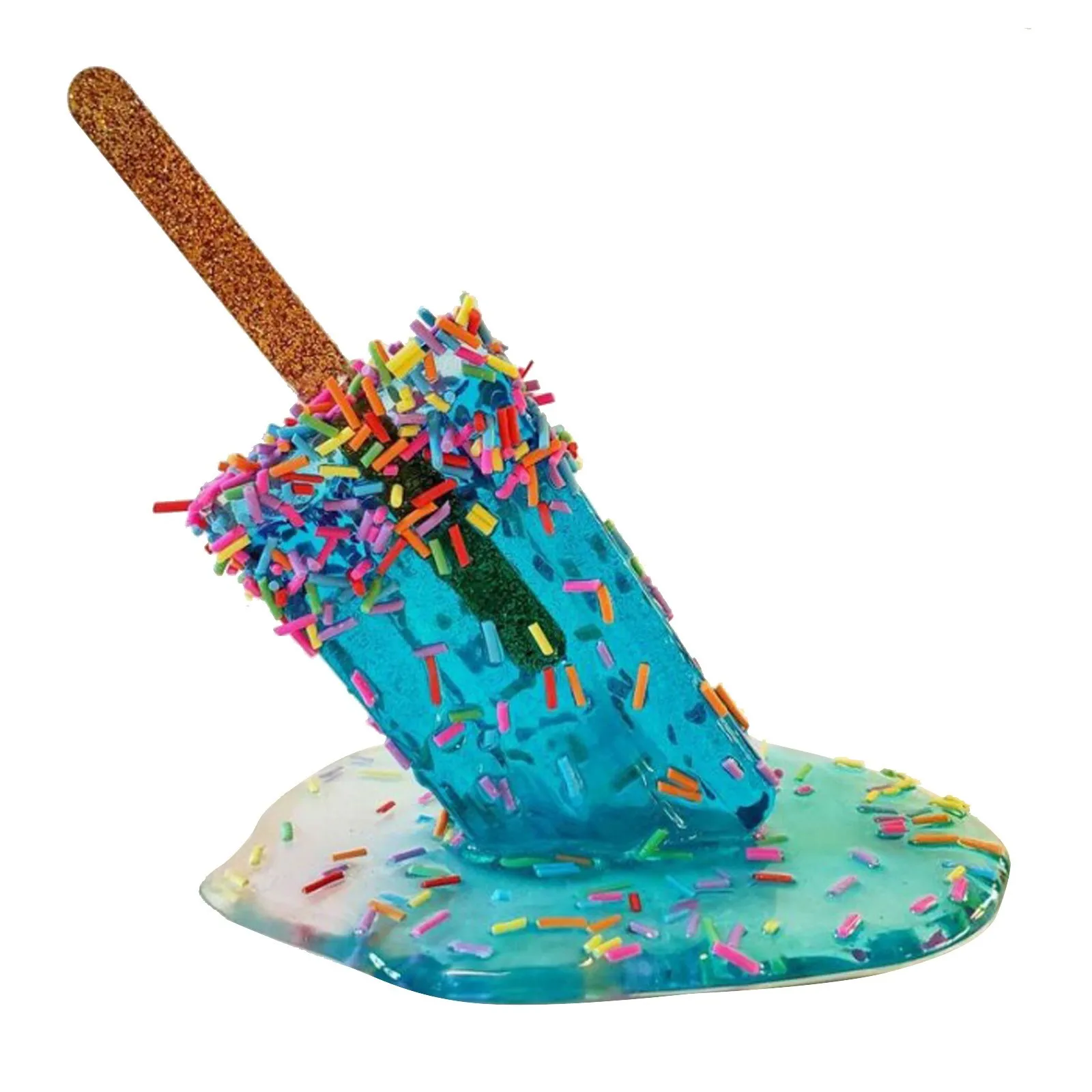Schmelzende Eiscreme-Ornamente, schmelzende Eis am Stiel-Skulptur, Kunstharz-Dekoration, Handwerk, Sommer, cooles Eis am Stiel, Heimdekoration