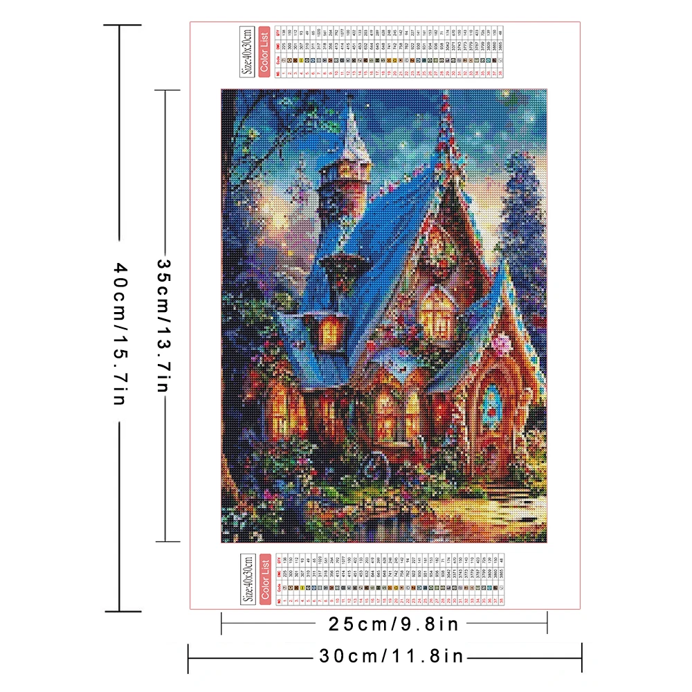 AZQSD Diamond Painting House Landscape Cross Stitch Embroidery Castle Handmade Full Round Drill Picture Of Rhinestones Gift