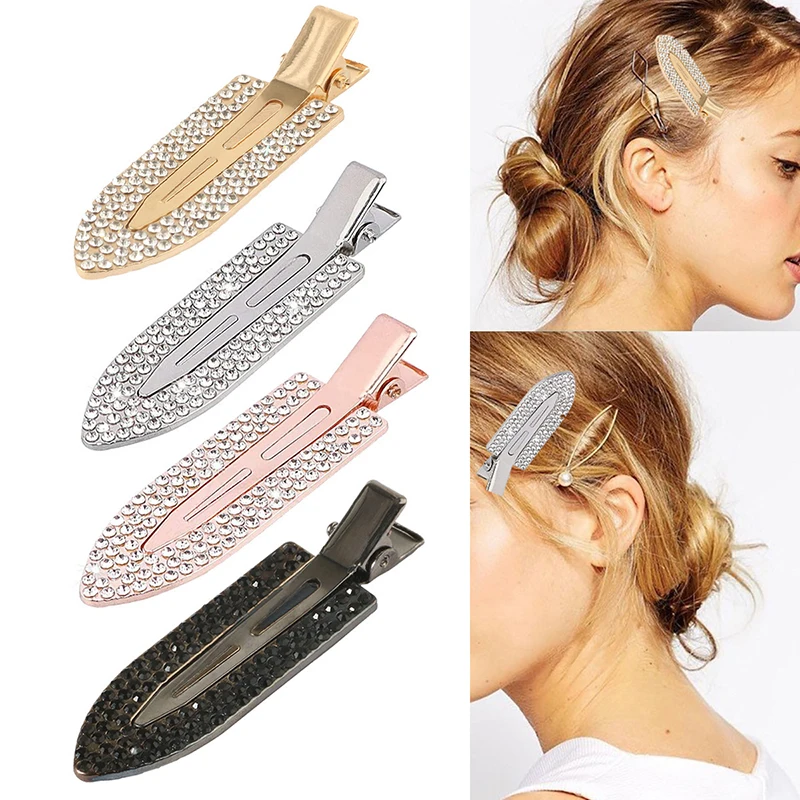 Horquilla sin costuras de aleación de diamante, Clip creativo de pala en forma de pico de pato, flequillo de diamantes de imitación, accesorios para el cabello, 1 ud.