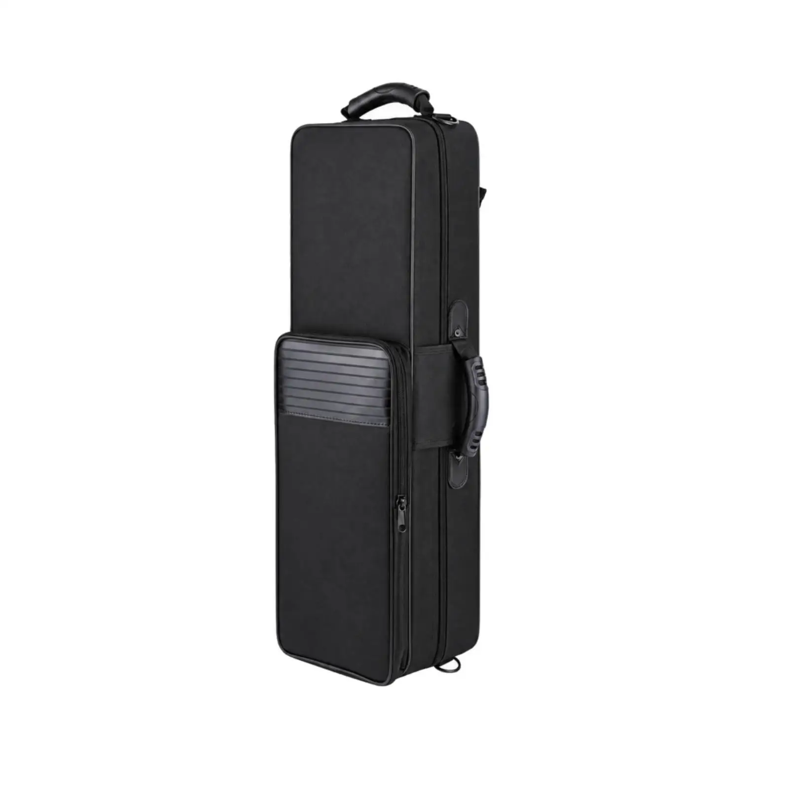 Compact Alto Sax Case with Translucent Front Pocket Zippered Closure Adjustable Straps for Instrument Storage and Carry