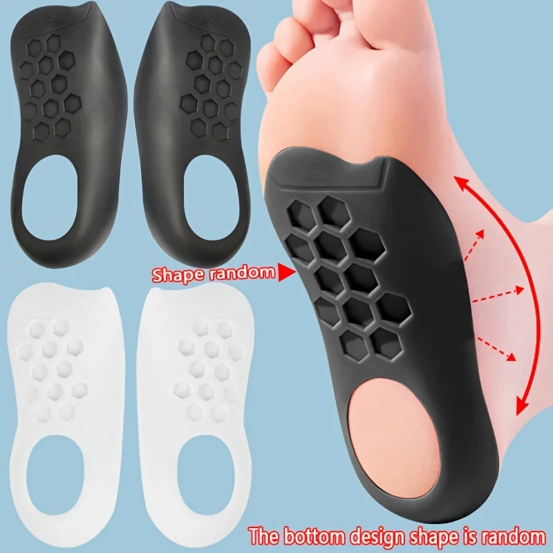 Set of 4 Heel Massage Pads and Shock-absorbing Insoles with Black-and-white Half-size Liners Comfortable Arch Support