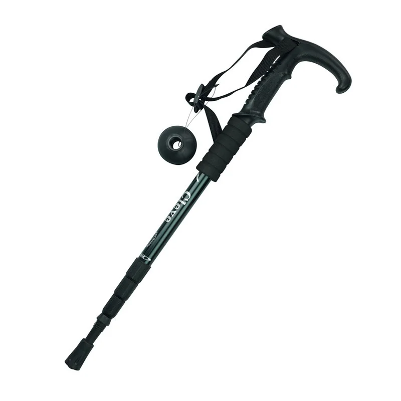 Outdoor Climbing Adjustable 4-Section Trekking Pole Walking Canes Telescopic Aluminum Alloy Anti-shock Anti-skid Hiking Stick