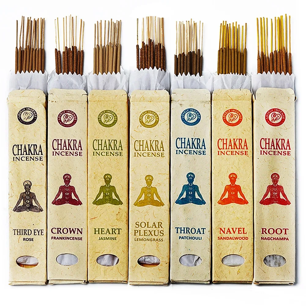 Nepal 7 Chakra Incense Sticks, Spiritual Home Fragrance, Yoga Meditation, Aromatherapy, Handmade, 7*15 Set