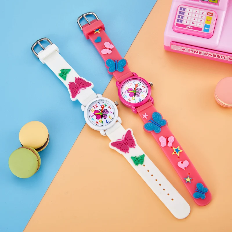 New Fashion Colorful Cartoon Butterfly Student and Children's Watch Quartz Watch Electronic Watch Gifts