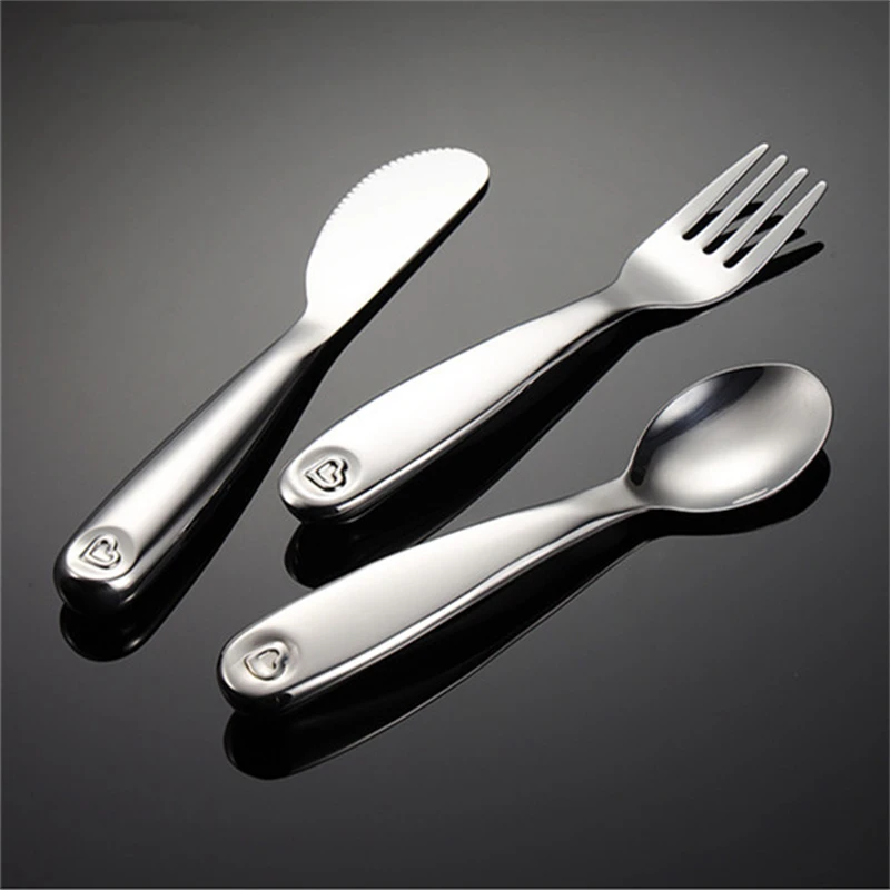 316 Stainless Steel Love Heart Cutlery Set for Children Western Spoon Fork  Knife Dinnerware Sets Tableware Kitchen Utensils