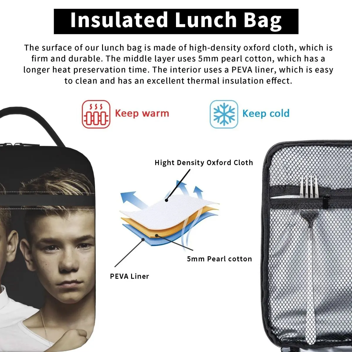 Marcus And Martinus Sweden Norway Eurovision Insulated Lunch Bag for Women Kids Portable Food Boxes Thermal Lunch Box Tote