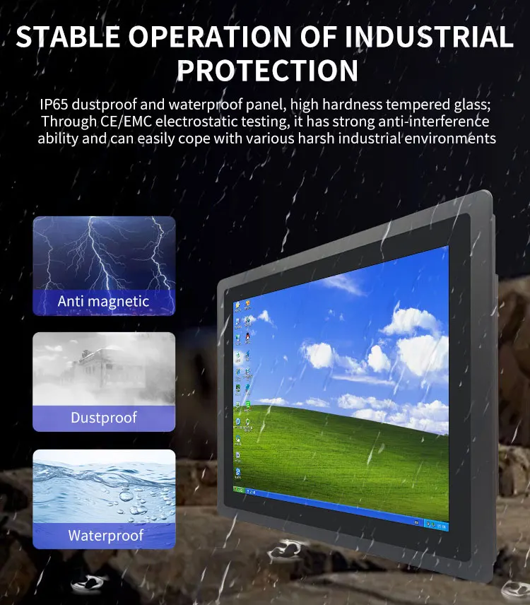 ZXY 15 17 19 بوصة Ip65 جزءا لا يتجزأ من اللمس الكمبيوتر لينكس أوبونتو أندرويد وين لوحة صناعية الكمبيوتر شاشة تعمل باللمس الكمبيوتر بدون مروحة الصناعية الكمبيوتر