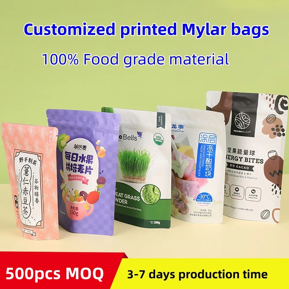 MOQ 500pcs Customized Aluminum Foil Tea Leaf Halloween Candy Food Bag Cotton Nuts Bags with Fast Lead Time