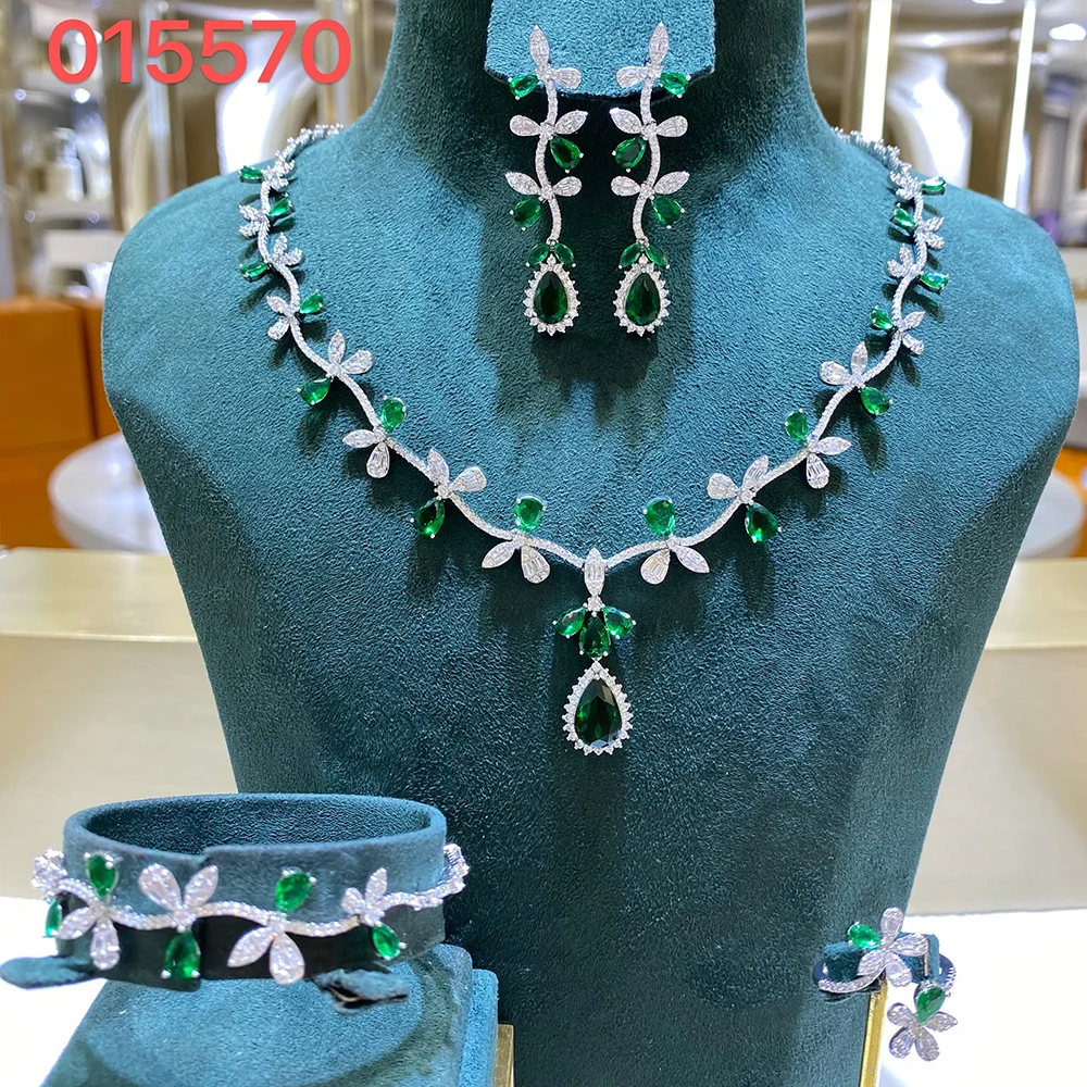 015570 Bridal Necklace Sets for Women Cubic Zirconia Jewellery Set Dubai Saudi Party Engagement complete sets of Accessory