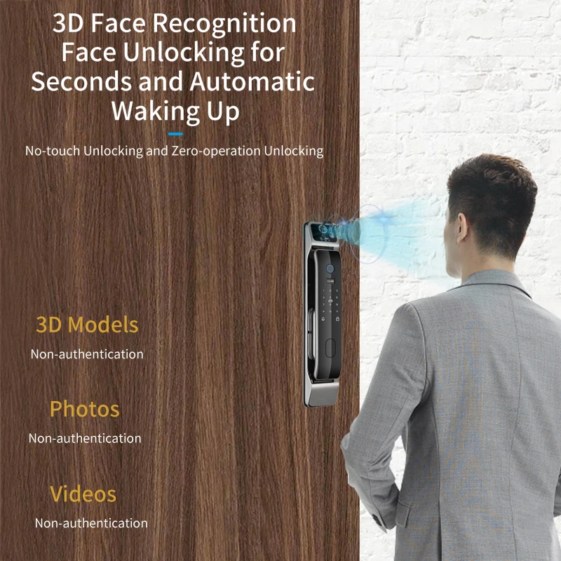 Imagem -03 - Xsdts-reconhecimento Facial Desbloquear Digital Door Lock com Câmera Senha Fingerprint Keyless Electronic Smart Lock 3d