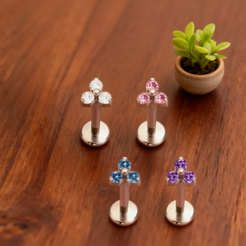 ASTM F136 Titanium Internal Thread 16G Zirconia Labret Tragus Helix Cartilage Earrings - Lip & Nose Jewelry Body Piercing