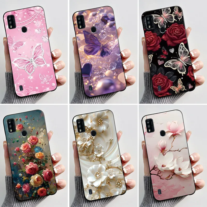 

Soft Case For ZTE Blade A51 Casing Fashion Butterfly Flowers Black Slim Phone Back Cover For ZTE Blade A51 2021 BladeA51 Bumper