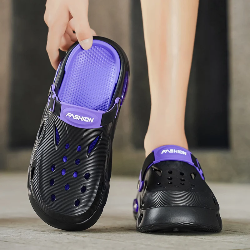 Herren-Sandalen Modische Hohle Freizeitpantoffeln Leichte EVA-Gartenschuhe Dickbesohlte Outdoor-Wander- und Wasserschuhe