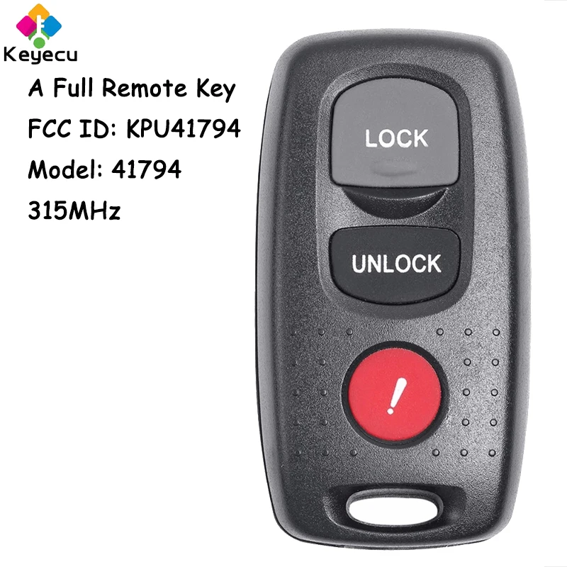 

KEYECU Replacement Keyless Entry Remote Control Key With 3 Buttons for Mazda 3 6 MPV Protege 5 Fob FCC ID: KPU41794 Model: 41794