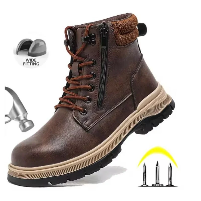 

Мужские рабочие ботинки, непромокаемая водонепроницаемая рабочая обувь, защитные ботинки со стальным носком, промышленные неразрушимые ботинки, обувь на боковой молнии