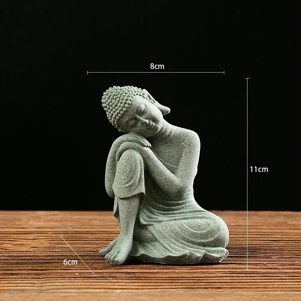 Creative Sandstone Buddha Statue Zen Sculpture Ornament Office Desk Home Decor Aquarium Landscape New Chinese Art Crafts