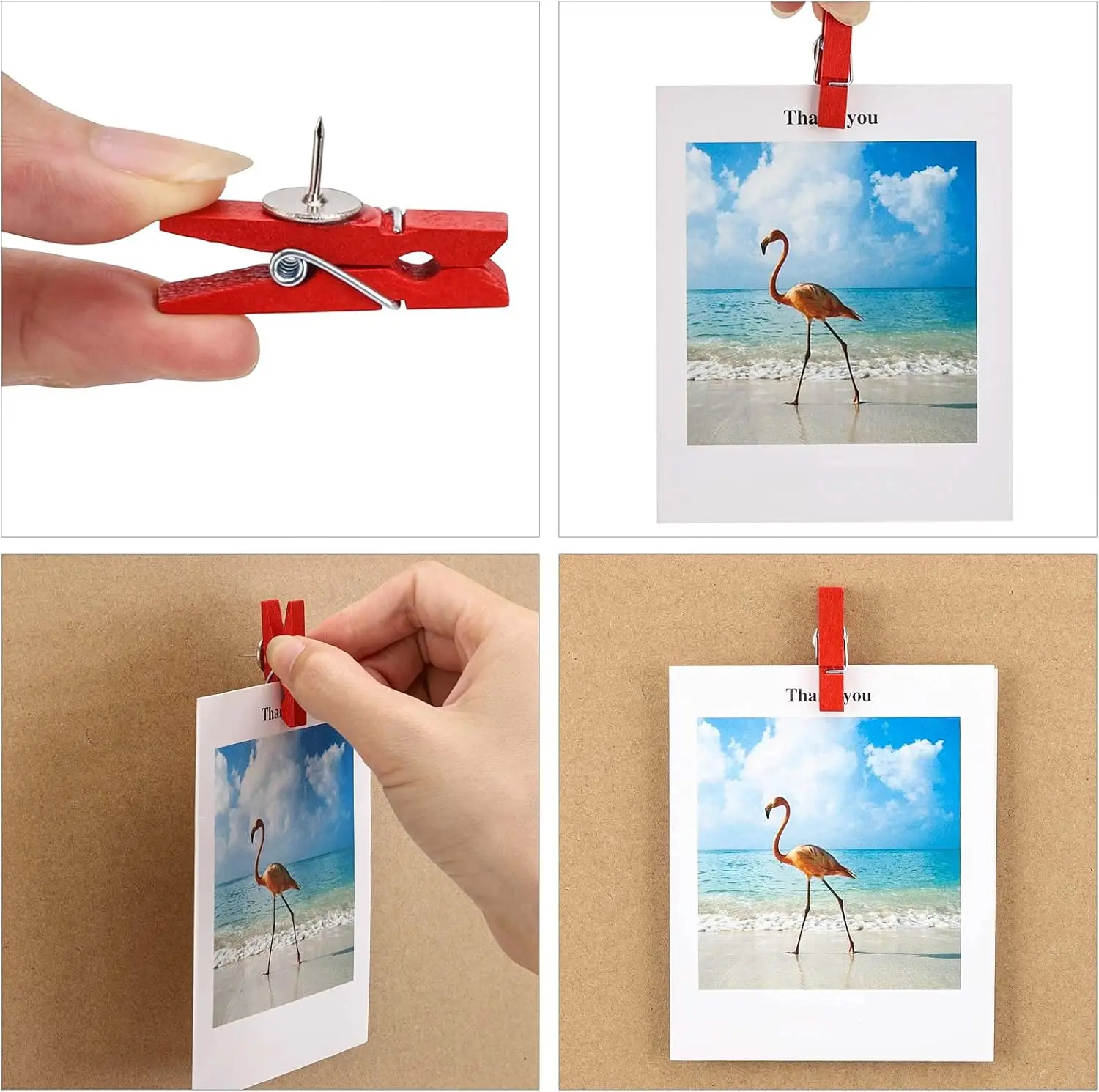 Push Pin with Wooden Clips Tacks for Cork Board Artwork for Bulletin Board Crafts Arts Projects Photo Supplies