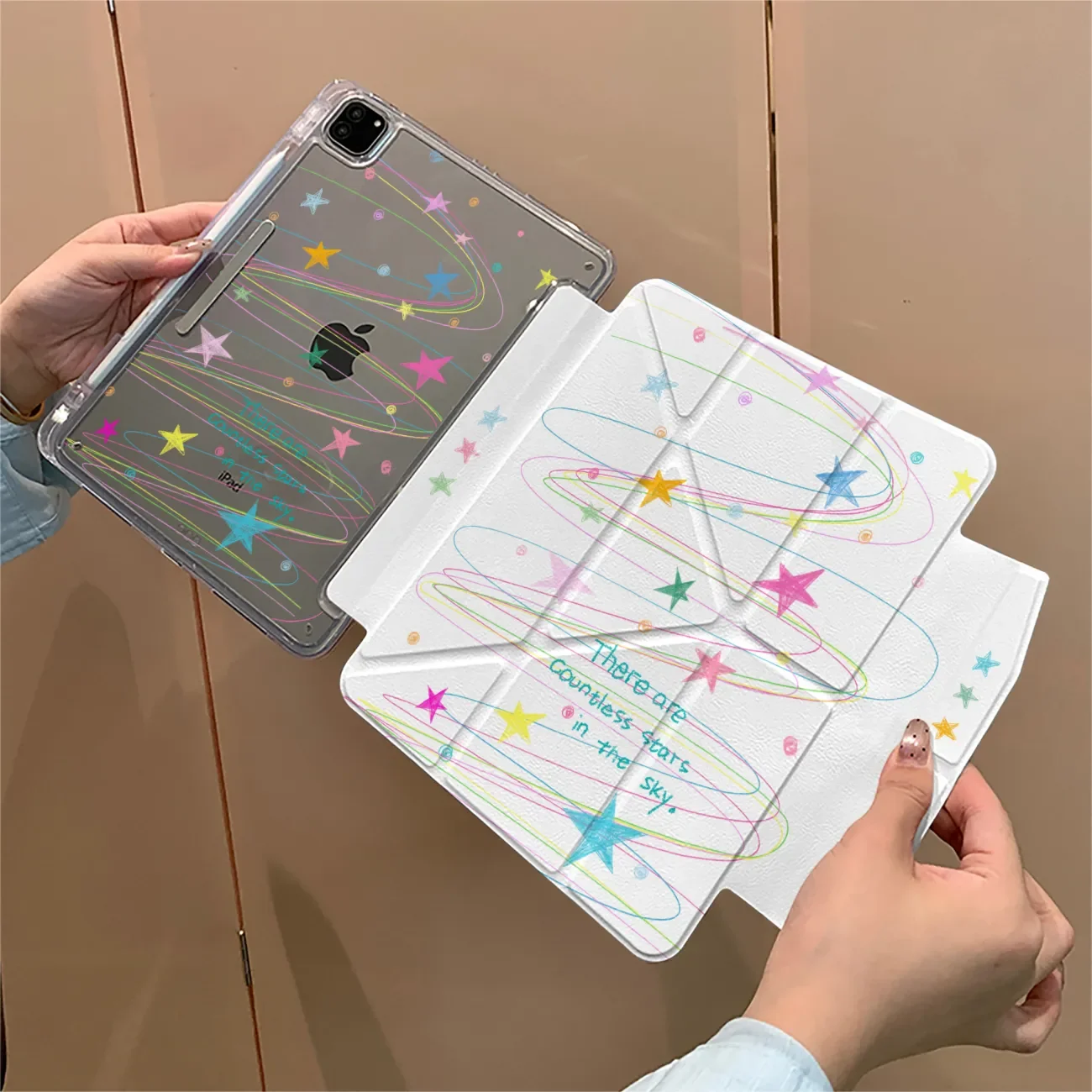 Colorful Star Line Table Case For iPad Pro 11 12.9 13 M2 M3 M4 M5 Shell 8.3 9.7 10.2 5/6/7/8/9/10/11th Mini 7/6 Air 4 5 6 Cover