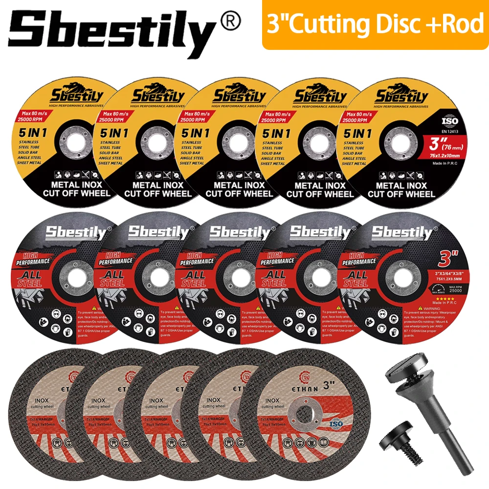 

3/15pcs 3inch 75mm Ultra Thin Cut Off Wheel Metal Cutting Disc with Mounting Mandrel for Angle Grinder Metal Wood PVC Cutting