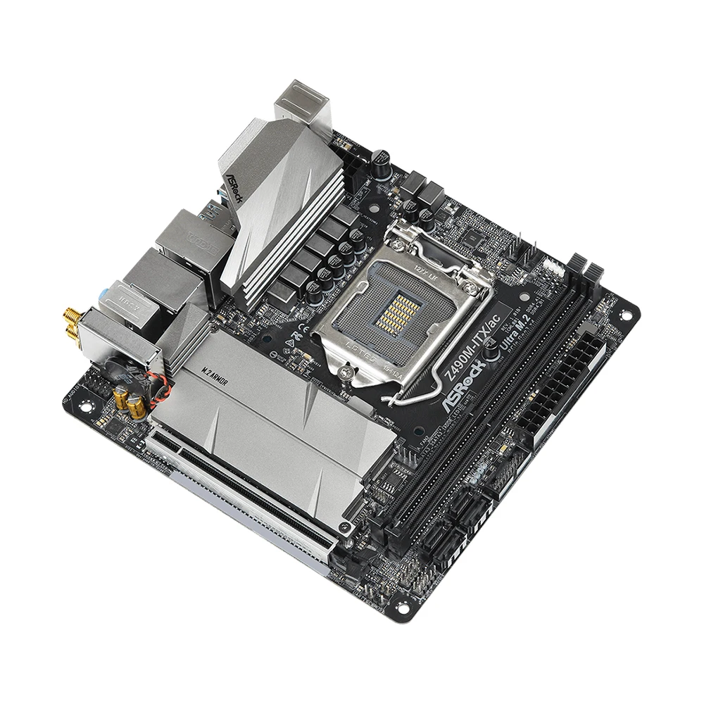 Imagem -03 - Asrock-placa-mãe Z490m-itx ac Lga1200 Suporte I910900k I7-10700 I5-10600kf I5-10400f I5-10400f Cpu Ddr4 4400mhz Nvme M.2 Hdmi