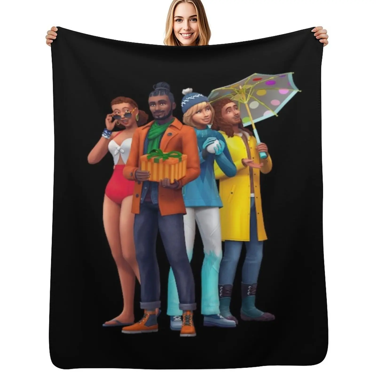 

Sims 4 Seasons Throw Blanket Nap Soft Plush Plaid Softest Furry Blankets