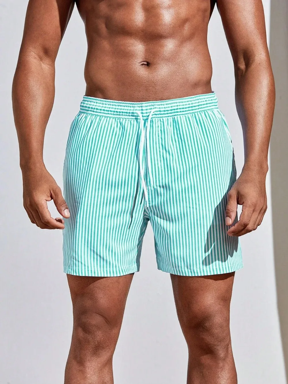 Simple Fine Stripes 3DPrinted Men's Shorts Summer Fashion Casual Breathable and Quick-drying Hawaiian Style Beach Surfing Shorts