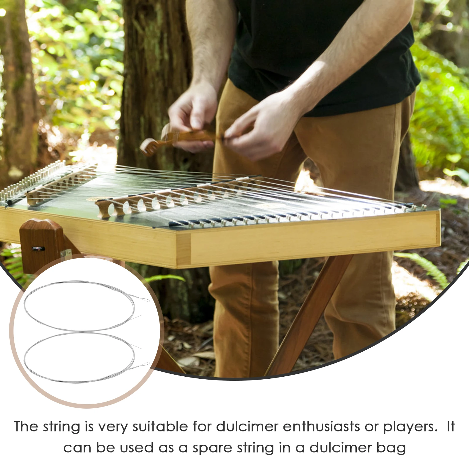 

2Pcs Dulcimer String Steel Replacement Robust Instrument Strings for Yangqin Enthusiasts Standard Tension Beautiful Tone