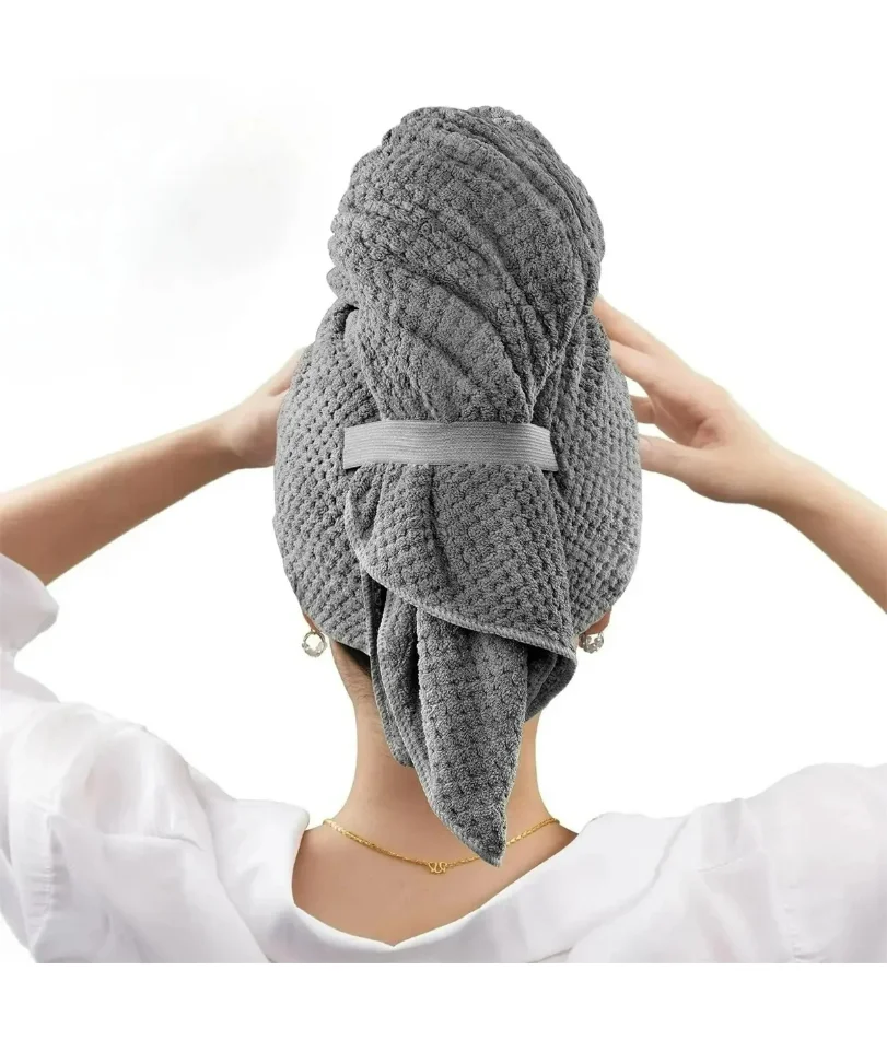 

60x100cm Super Absorbent Elastic Band Head Towel for Women's Hair Drying - Extra Large Microfiber Hair Towel Wrap with Headband